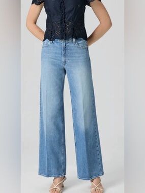 PAIGE Anessa 31" High Rise Wide Leg Jeans Ferrera Blue Size 30